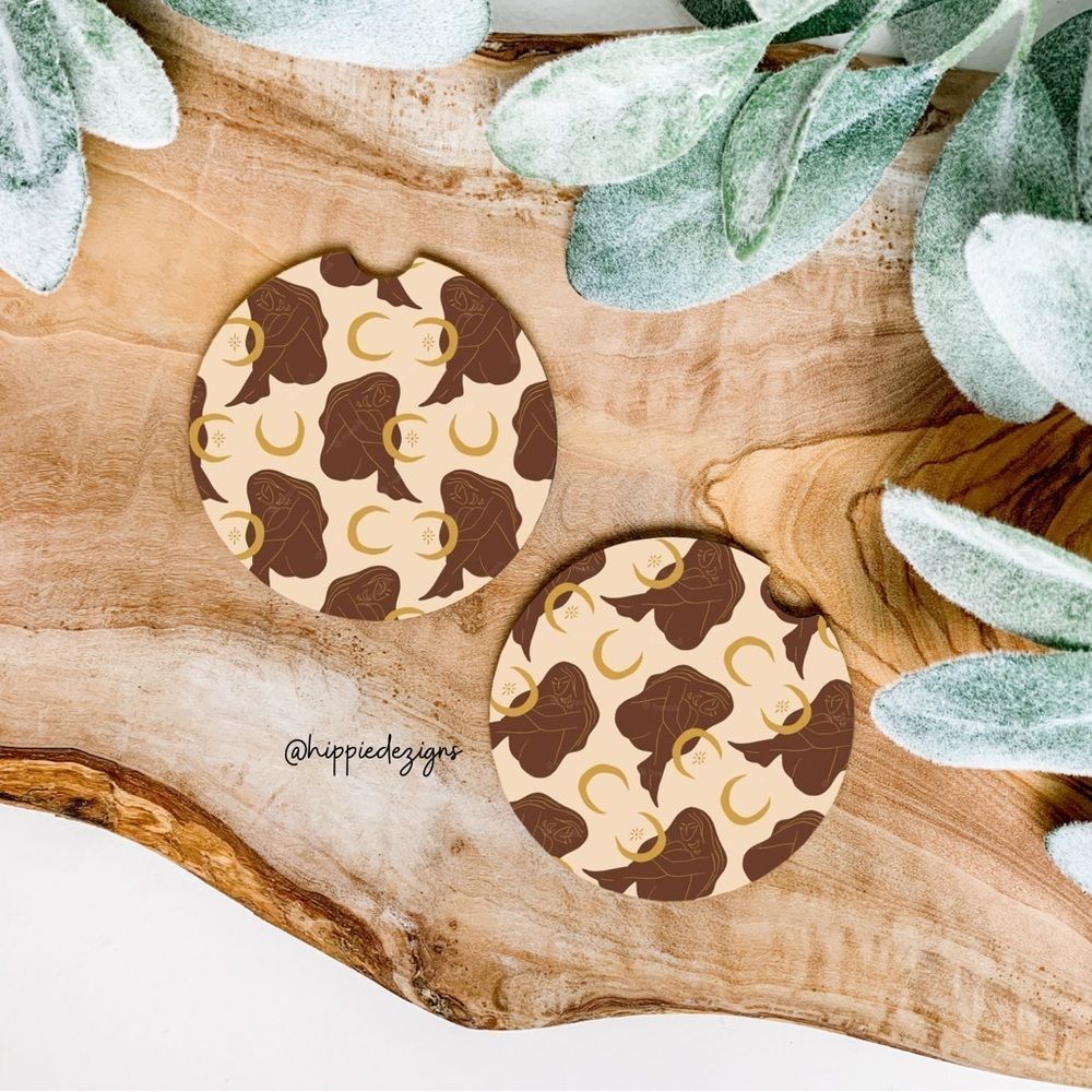Moon Goddess Car Coaster Set |  Car Accessories